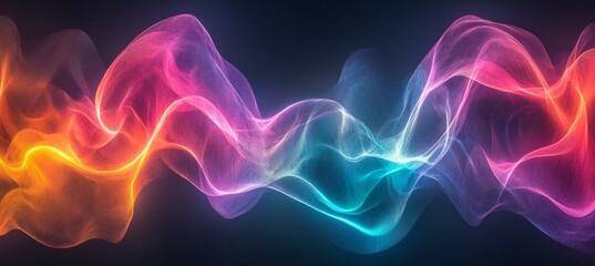 Poster - Rainbow Waves Abstract Background Flowing Vibrant Spectrum Colors Swirls Fiery Red Magenta Motion