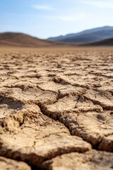 Poster - Aerial view of a dirt field with mountains in the background, perfect for use in landscape or environmental projects
