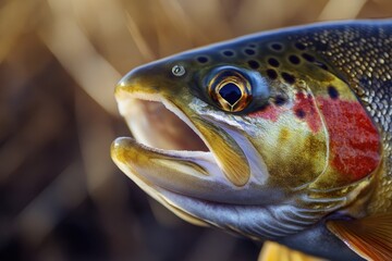 Aufkleber - A close-up shot of a fish with its mouth open, showing its internal features