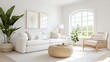 © AZ Studio - Cozy Scandinavian-inspired living room featuring natural light and minimalist decor