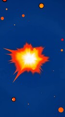 Aufkleber - A bright orange firework is in the air. The sky is blue