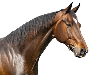 Poster - A close-up shot of a brown horse on a white background