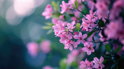 Poster - A close-up of a group of pink flowers