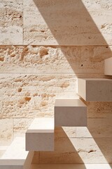 Poster - Stunning staircase showcases a sleek design with floating steps that contrast beautifully against a textured stone wall in a contemporary interior