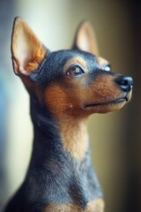 Poster - A close-up shot of a dog's face with a blurred background, great for pet-related content or as a standalone image