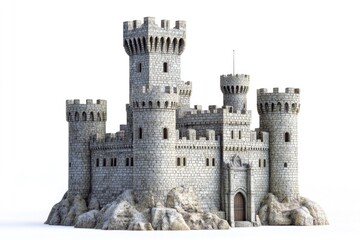 Poster - A medieval castle with a flag waving in the wind