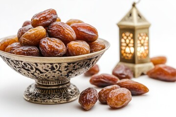 Aufkleber - Fresh dates arranged near a rustic lantern