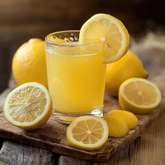 Poster - Freshly squeezed lemonade served with sliced lemons