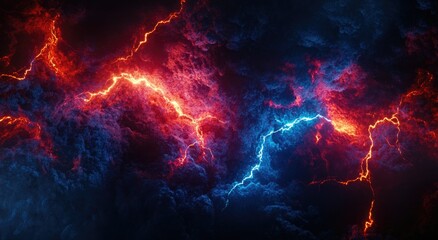 Wall Mural - Fiery, Electric Storm Cloudscape