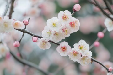 Poster - A detailed view of a tree branch covered in flowers, great for nature and botanical uses