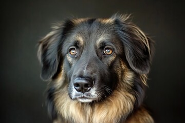 Poster - A close-up shot of a dog's face, looking directly at the camera