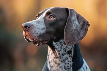 Poster - A close-up shot of a happy dog's face with a blurry background