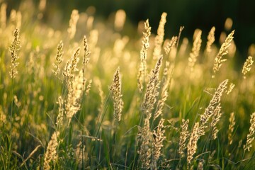 Poster - A close-up view of a field of tall grass, ideal for use in nature-themed projects or as a decorative element