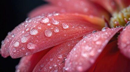 Poster - A close-up shot of a pink flower with water droplets on its petals, great for use in nature or beauty-related contexts