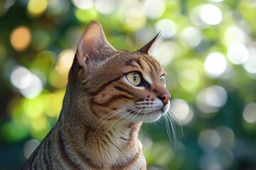 Poster - A close-up image of a cat's face with blurred background, suitable for pet-related uses or as a decorative element