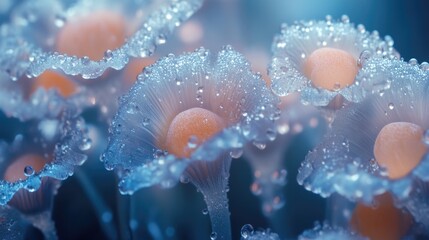 Aufkleber - Water droplets on flowers, macro photography