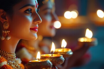 Aufkleber - Group of women holding candles, a symbol of unity and hope