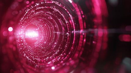 Poster - A vibrant, swirling tunnel of light, showcasing intricate patterns in shades of pink, evoking a sense of depth and movement.
