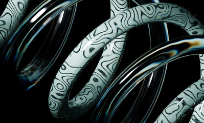 Poster - Shiny Glass and Metallic Spiral with Intricate Texture and Gradient Light Reflections