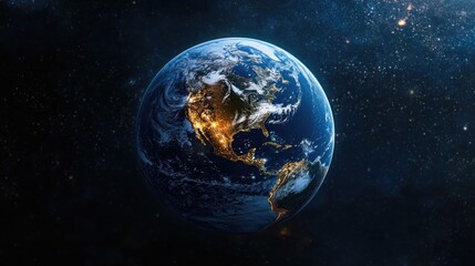 Poster - Image of Earth from space with stars shining bright in the background
