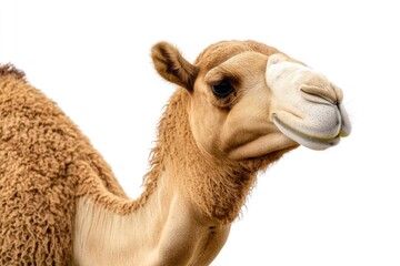 Poster - Close-up shot of a camel's face on a white background