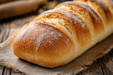 Aufkleber - A loaf of bread sits on a table, ready to be used or served
