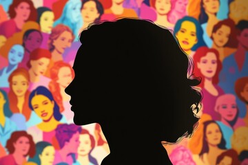 Aufkleber - A single person stands out from the crowd, perfect for representing individuality or contrast