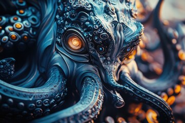 Poster - Close-up view of an octopus statue with intricate details