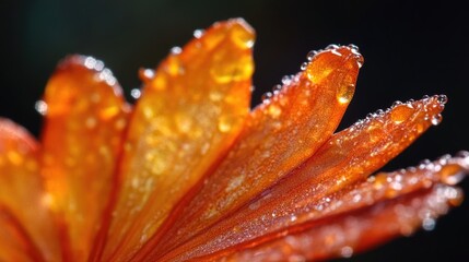 Poster - A detailed shot of a flower with water droplets glistening on its surface, perfect for use in nature-inspired designs or as a decorative element