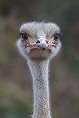 Poster - An ostrich poses directly for the camera, with a blurred background