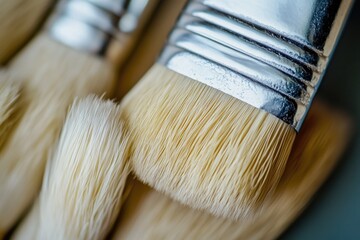 Poster - A detailed view of several paint brushes