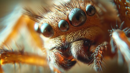 Poster - A close-up view of a spider's face, great for science or nature photography