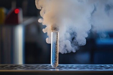 Aufkleber - A glass filled with a liquid with steam rising from the surface, great for illustrating scientific or everyday concepts