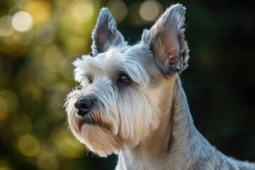 Poster - A close-up shot of a dog's face with a blurred background