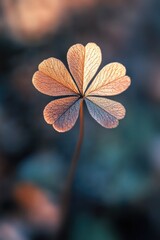 Poster - A single leafed plant with blurred background