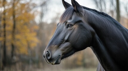 Sticker - A close-up shot of a horse grazing in a green meadow