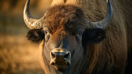 Wall Mural - A detailed view of an animal's head with prominent horns