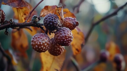 Poster - A cluster of ripe berries grows on the branches of a tree