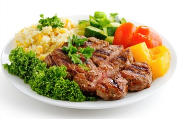 Poster - A plate filled with meat and mixed vegetables