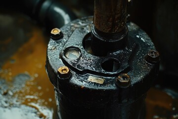 Poster - A close-up view of a black water pump