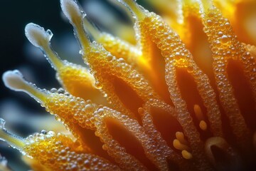 Poster - A close-up shot of a flower with water droplets glistening on its petals