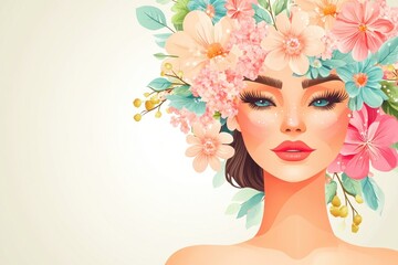 Poster - A beautiful woman wearing flowers in her hair