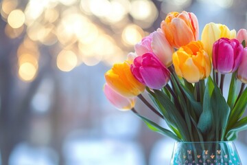 Poster - A beautiful arrangement of vibrant flowers in a vase, great for home decor or floral design inspiration