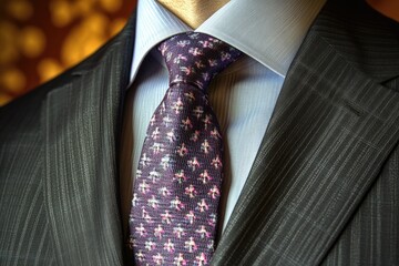 Poster - A close-up view of a mannequin dressed in a suit and tie, ideal for fashion or business-related uses