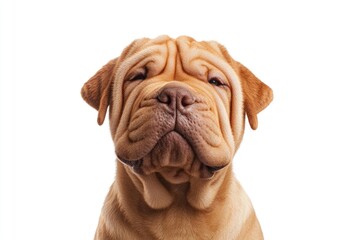 Poster - A close-up shot of a dog's face on a white background, great for use in pet-related or animal-themed projects