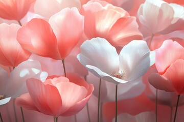 Poster - A field filled with a variety of pink and white flowers