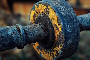 Poster - A close-up shot of a rusty iron pipe with a corroded surface