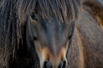 Poster - A close-up shot of a horse's face with a blurred background