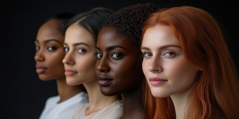 Wall Mural - A group of women standing next to each other in various poses and outfits