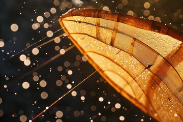 Wall Mural - A close-up shot of an umbrella with water droplets forming on its surface, great for use in weather-related or accessory images